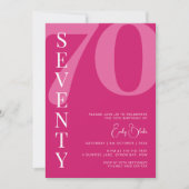 Minimalistisch roze feest voor 70ste verjaardag kaart (Voorkant)