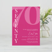 Minimalistisch roze feest voor 70ste verjaardag kaart (Staand voorkant)