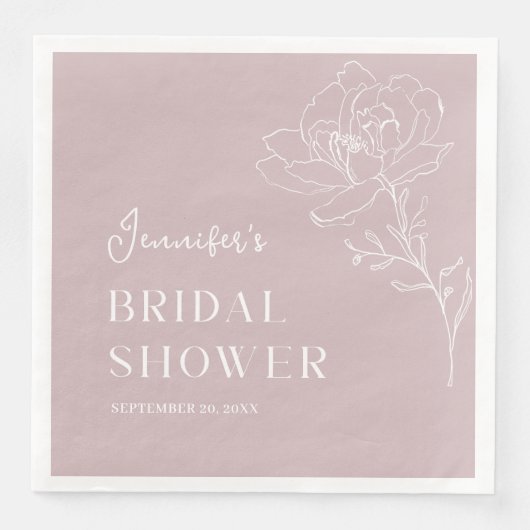 Minimalistisch roze florale Boho Vrijgezellenfeest Servet (Voorkant)