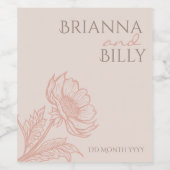 Minimalistisch roze florale wijn label etiket (Enkel label)