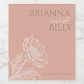 Minimalistisch roze florale wijn label etiket (Enkel label)