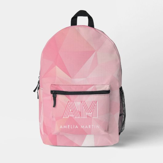 Minimalistisch Roze Geometrisch Patroon Aangepaste Bedrukte Rugzak (Voorkant)
