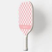 Minimalistisch roze geruit monogram pickleball paddle (Links)