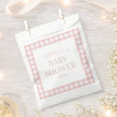 Minimalistisch roze geruite Baby shower Bedankzakje (Geknipt)