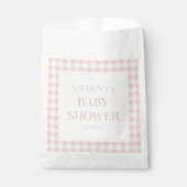 Minimalistisch roze geruite Baby shower Bedankzakje (Voorkant)