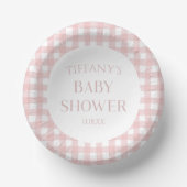 Minimalistisch roze geruite Baby shower Papieren Kommen (Voorkant)
