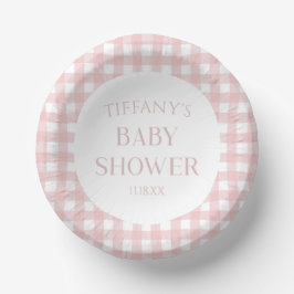 Minimalistisch roze geruite Baby shower Papieren Kommen