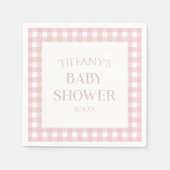 Minimalistisch roze geruite Baby shower Servet (Voorkant)