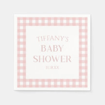 Minimalistisch roze geruite Baby shower