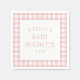 Minimalistisch roze geruite Baby shower Servet