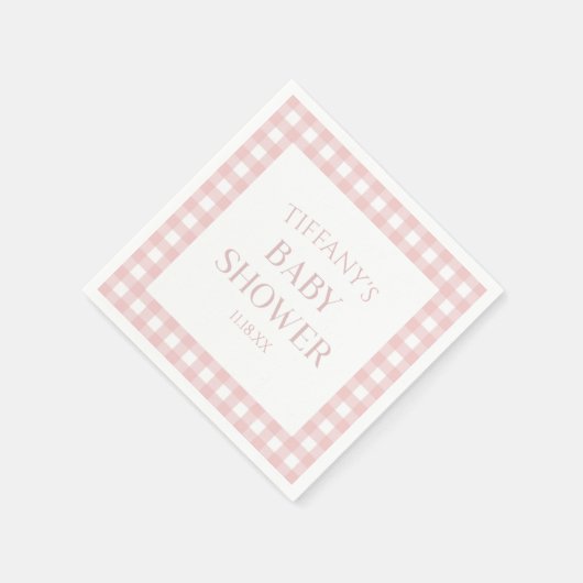 Minimalistisch roze geruite Baby shower Servet (Hoek)