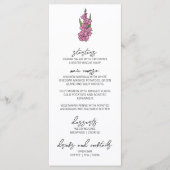 Minimalistisch Roze Gladiolus Bruiloft Menu (Voorkant)