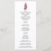 Minimalistisch roze gladiolus bruiloft programma programmakaart (Voorkant)