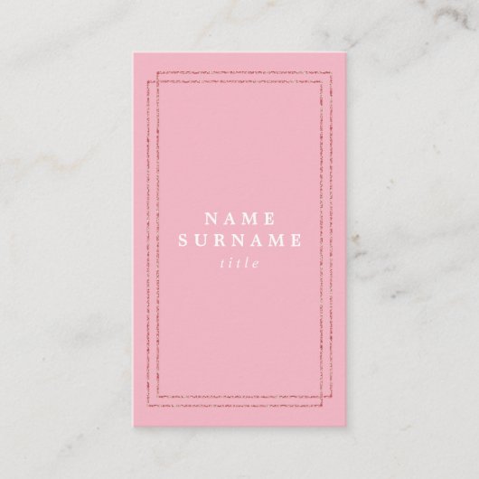 Minimalistisch roze glitter - Verticaal Visitekaar Visitekaartje (Voorkant)