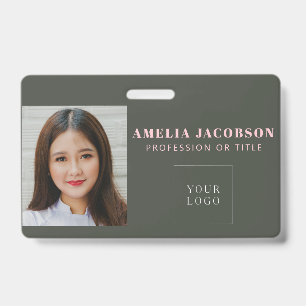 Minimalistisch roze groene werknemer foto-ID Logo- Badge