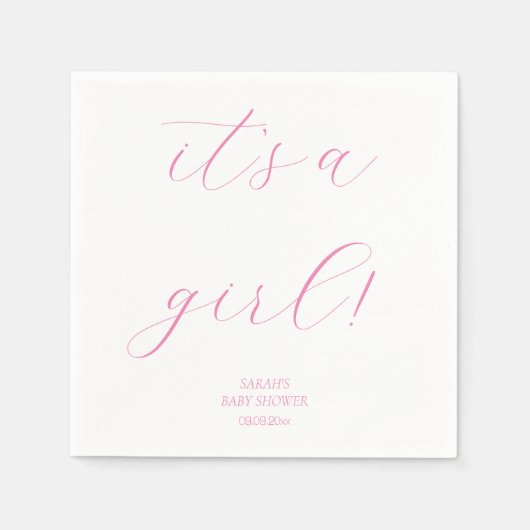Minimalistisch roze Het is een Girl Baby shower Cu Servet (Voorkant)