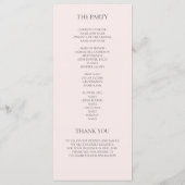 Minimalistisch roze huwelijksprogramma Elegant Sch Menu (Achterkant)