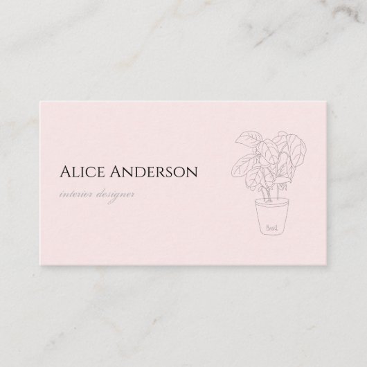 Minimalistisch Roze Interieur Ontwerper Visitekaartje (Voorkant)