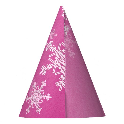 Minimalistisch roze Kerstmis met witte sneeuwvlokk Feesthoedjes (Achterkant)