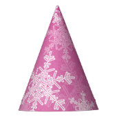 Minimalistisch roze Kerstmis met witte sneeuwvlokk Feesthoedjes (Voorkant)