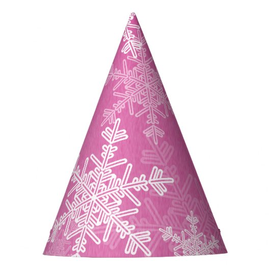 Minimalistisch roze Kerstmis met witte sneeuwvlokk Feesthoedjes (Voorkant)