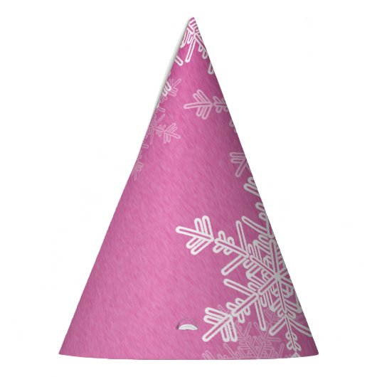 Minimalistisch roze Kerstmis met witte sneeuwvlokk Feesthoedjes (Links)