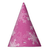 Minimalistisch roze Kerstmis met witte sneeuwvlokk Feesthoedjes (Rechts)