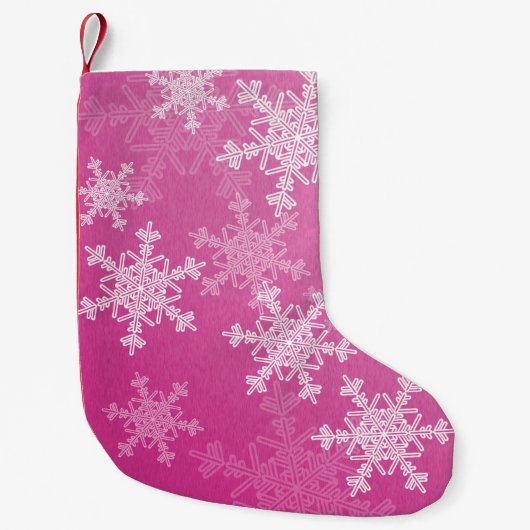 Minimalistisch roze Kerstmis met witte sneeuwvlokk Kleine Kerstsok (Voorkant)