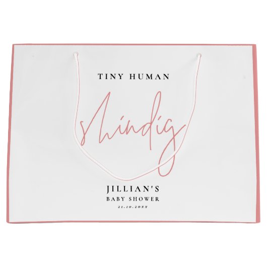 Minimalistisch Roze Klein menselijk Shindig Baby s Groot Cadeauzakje (Voorkant)