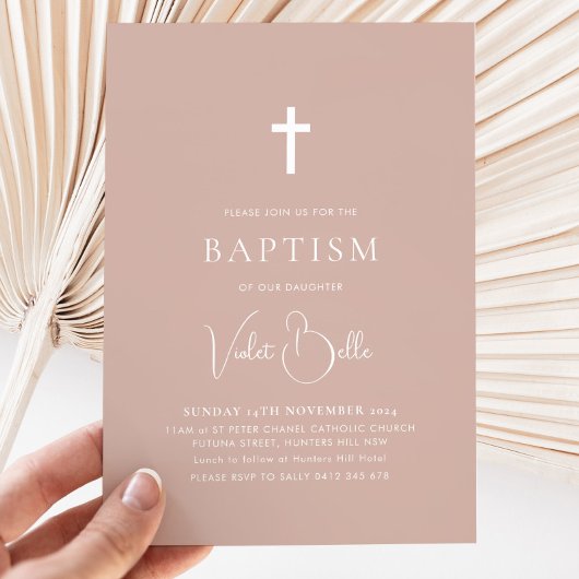 Minimalistisch Roze Meisjes Doopdoop Kaart