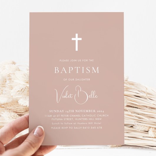 Minimalistisch Roze Meisjes Doopdoop Kaart