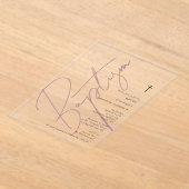 Minimalistisch roze meisjesmanuscript Baptisme Chr Acryl Uitnodigingen (Laagn)