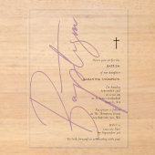 Minimalistisch roze meisjesmanuscript Baptisme Chr Acryl Uitnodigingen (Voorkant)