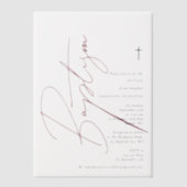 Minimalistisch roze meisjesmanuscript Baptisme Chr Vellum Uitnodigingen (Voorkant)