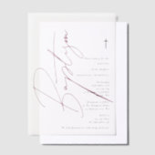 Minimalistisch roze meisjesmanuscript Baptisme Chr Vellum Uitnodigingen (Offset)