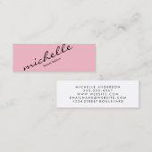 Minimalistisch roze met cursieve tekst mini visitekaartje (Voorkant / Achterkant)