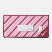 Minimalistisch roze met donkerrode en witte strepe bureaumat (Keyboard & Muis)