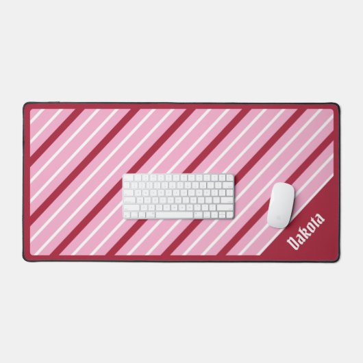 Minimalistisch roze met donkerrode en witte strepe bureaumat (Keyboard & Muis)