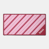 Minimalistisch roze met donkerrode en witte strepe bureaumat (Voorkant)