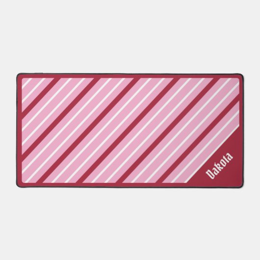 Minimalistisch roze met donkerrode en witte strepe bureaumat (Voorkant)