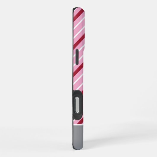 Minimalistisch roze met donkerrode en witte strepe iPhone hoesje (Rechterkant)