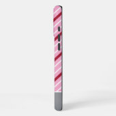 Minimalistisch roze met donkerrode en witte strepe iPhone hoesje (Linkerkant)