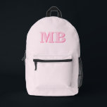 Minimalistisch Roze Modern Initiaal Monogram Bedrukte Rugzak<br><div class="desc">Minimalistische Roze Moderne Initiaal Monogram Rugzak. Creëer uw eigen gepersonaliseerde rugzak met aangepaste initiaal naam.</div>