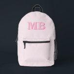Minimalistisch Roze Modern Initiaal Monogram Bedrukte Rugzak<br><div class="desc">Minimalistische Roze Moderne Initiaal Monogram Rugzak. Creëer uw eigen gepersonaliseerde rugzak met aangepaste initiaal naam.</div>