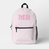 Minimalistisch Roze Modern Initiaal Monogram Bedrukte Rugzak (Voorkant)