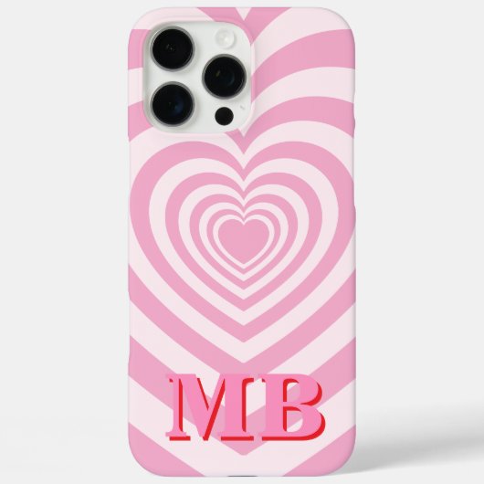 Minimalistisch Roze Modern Initiaal Monogram Case-Mate iPhone Case (Achterkant)