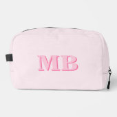 Minimalistisch Roze Modern Initiaal Monogram Toilettasje (Voorkant)
