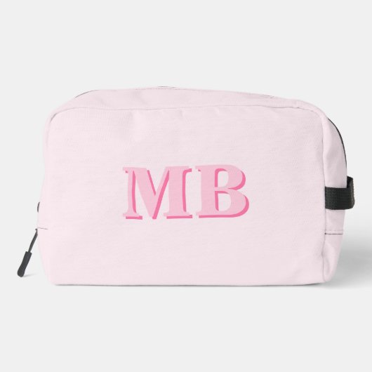 Minimalistisch Roze Modern Initiaal Monogram Toilettasje (Achterkant)