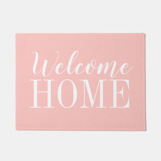 Minimalistisch roze modern trendy script doormat deurmat (Voorkant)