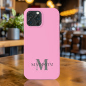 Minimalistisch roze monogram Case-Mate iPhone case